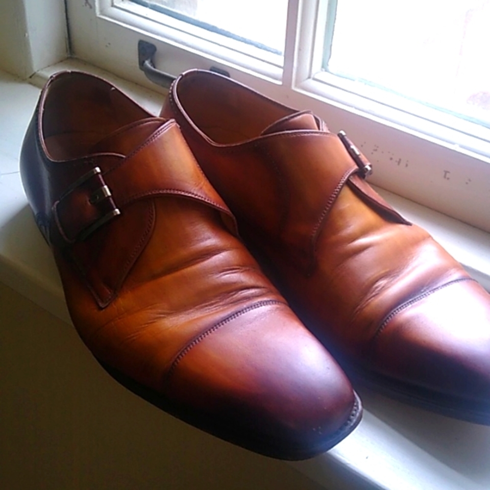 Brown Magnanni Monk Strap Shoes Size 13